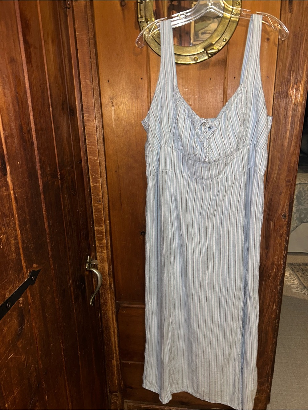 American Eagle Outfitters Light Blue Striped Maxi Dress